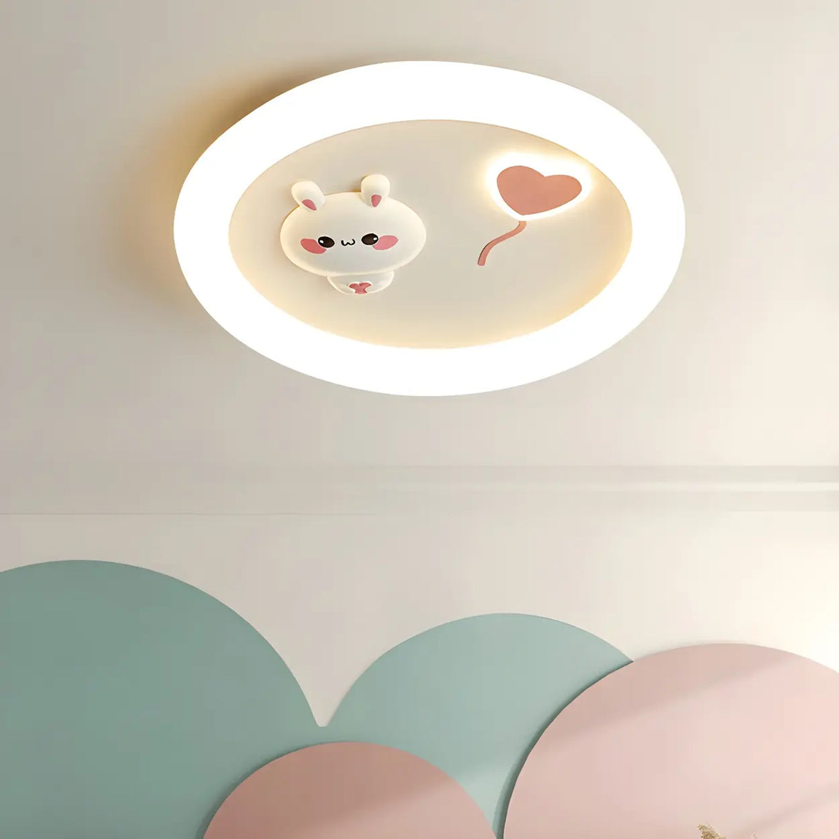 Lovely Round Bunny Carrot LED Flush Mount Ceiling Light Image - 4