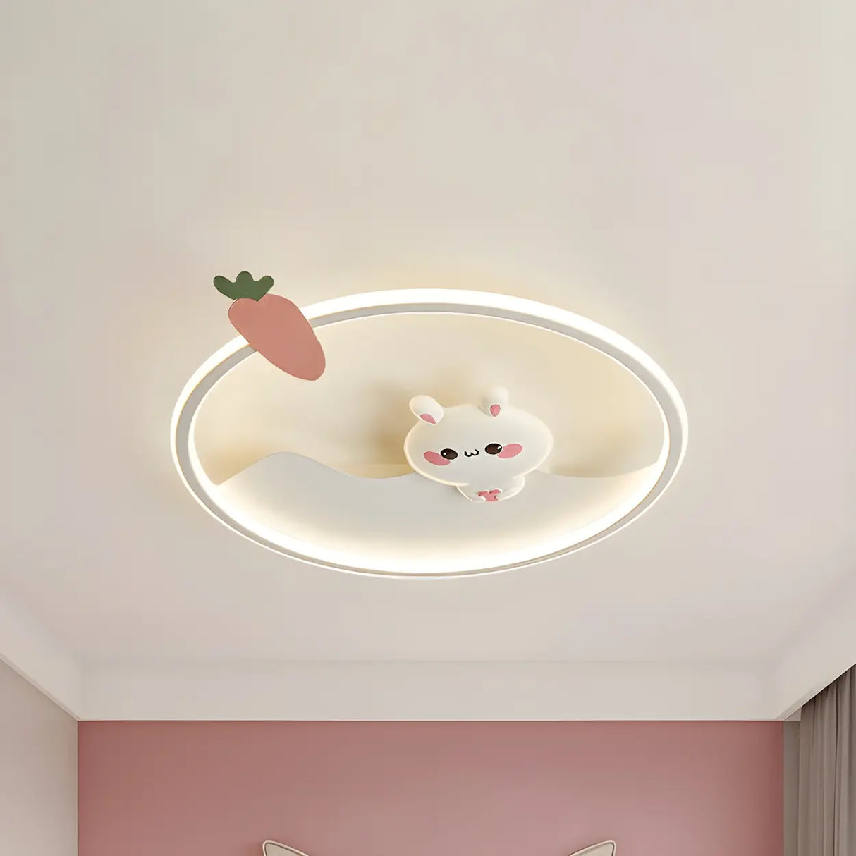 Lovely Round Bunny Carrot LED Flush Mount Ceiling Light Image - 7