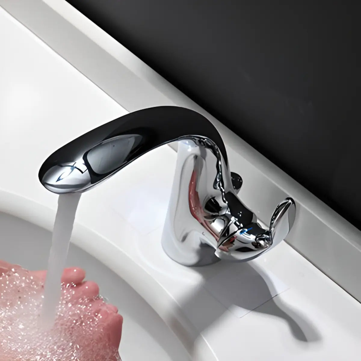 Low Arc Copper Touch Chrome Finish Vessel Sink Faucets Image - 6