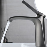 Low Arc Gun Grey Copper Vessel Sink Faucets with Handle Image - 5