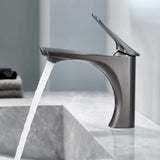 Low Arc Modern Copper Gun Grey Bathroom Sink Faucet Image - 1