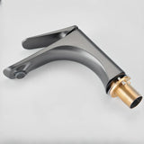 Low Arc Modern Copper Gun Grey Bathroom Sink Faucet Image - 12