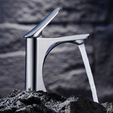 Low Arc Modern Copper Gun Grey Bathroom Sink Faucet Image - 4