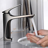 Low Arc Modern Zinc Alloy Black Bathroom Sink Faucet Image - 2