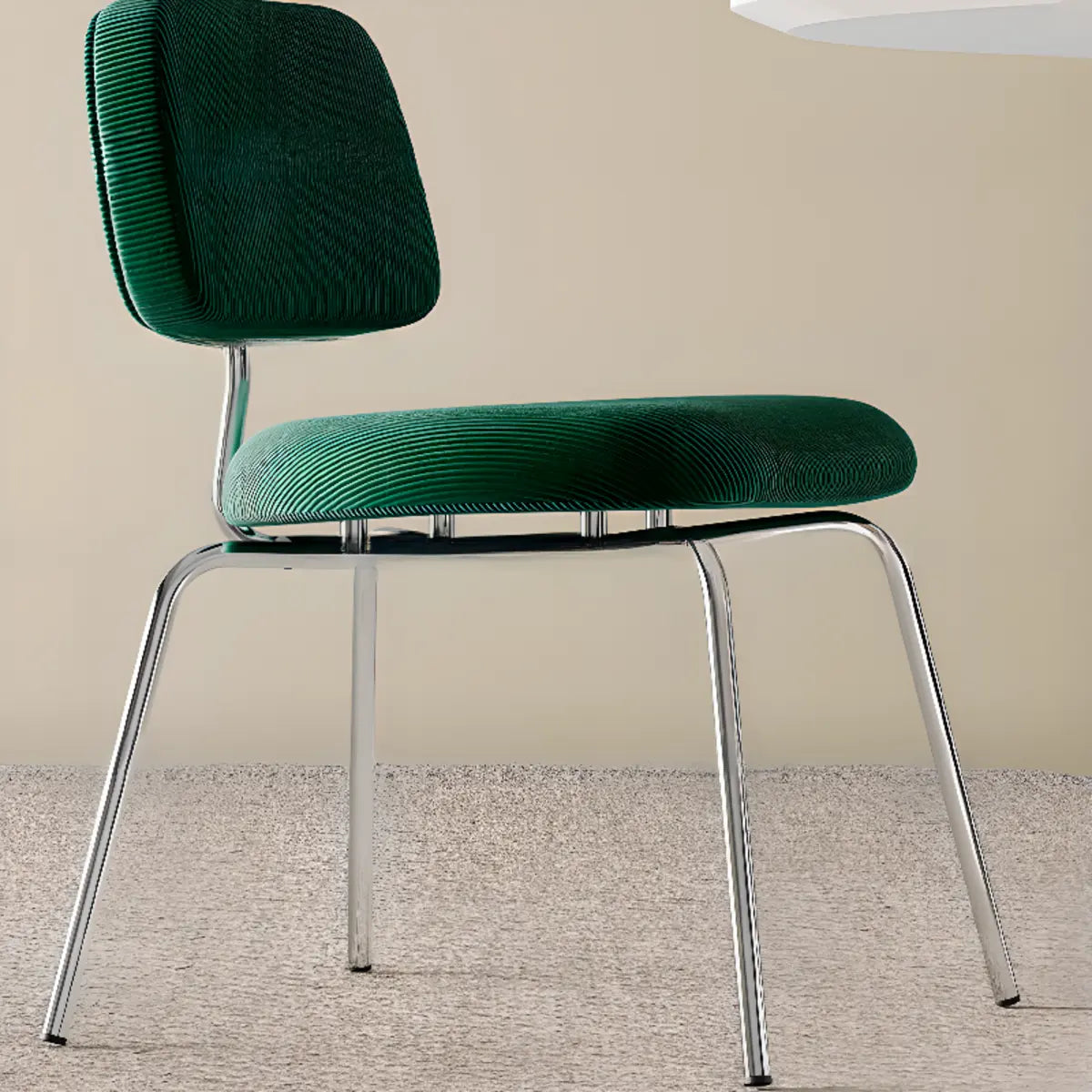 Low Back Round Upholstered Metal Dining Chair Green Image - 11