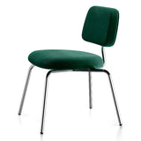 Low Back Round Upholstered Metal Dining Chair Green Image - 2