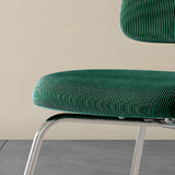 Low Back Round Upholstered Metal Dining Chair Green Image - 9