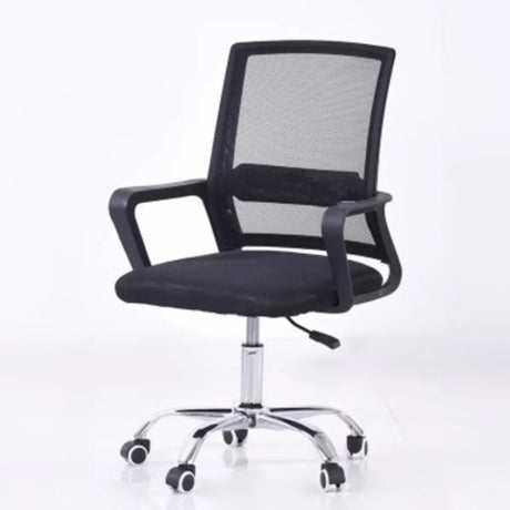 Lumbar Support Modern Mesh Mid Back Black Office Chair Image - 2