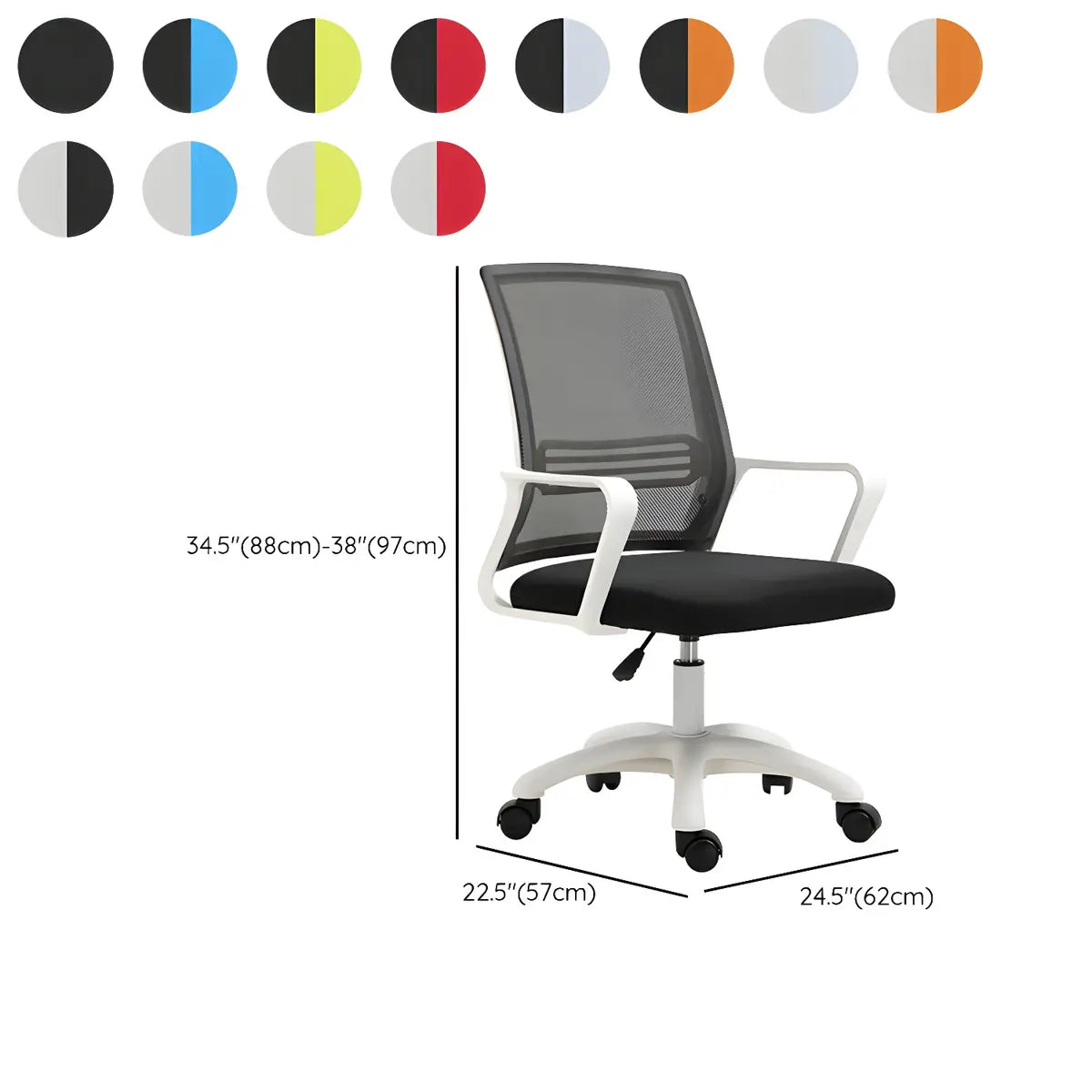 Lumbar Support White Modern Ergonomic Mesh Office Chair 