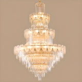 Luxur Tiered Leaf Crystal Chandelier Adjustable Height Image - 10