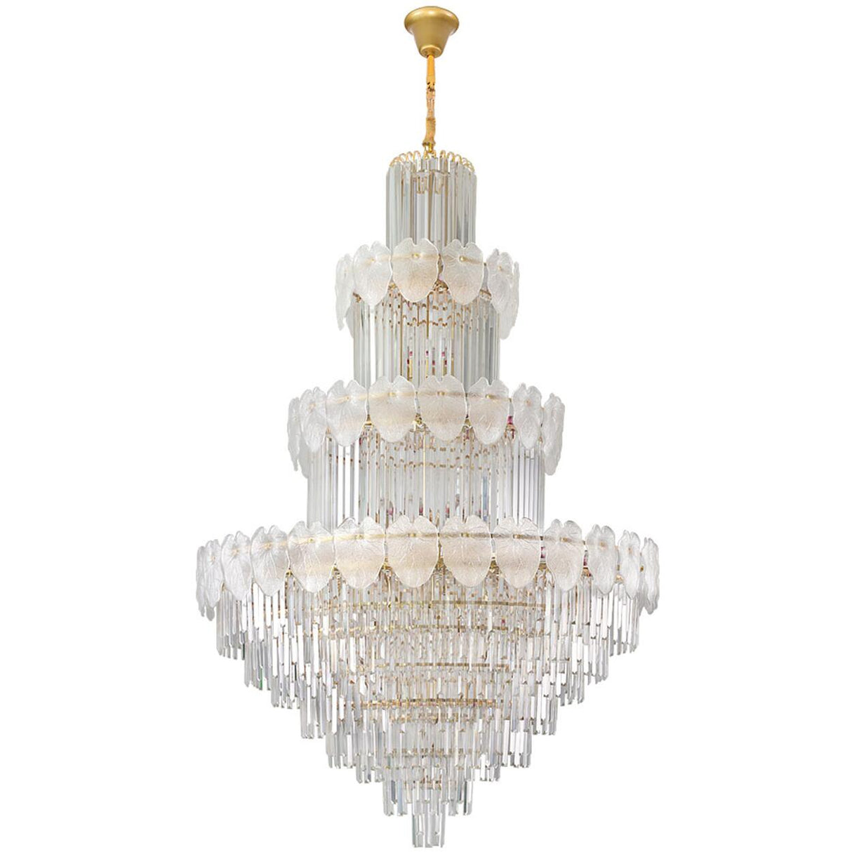 Luxur Tiered Leaf Crystal Chandelier Adjustable Height Image - 11