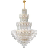 Luxur Tiered Leaf Crystal Chandelier Adjustable Height Image - 11