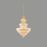 Luxur Tiered Leaf Crystal Chandelier Adjustable Height Image - 2