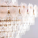 Luxur Tiered Leaf Crystal Chandelier Adjustable Height Image - 21