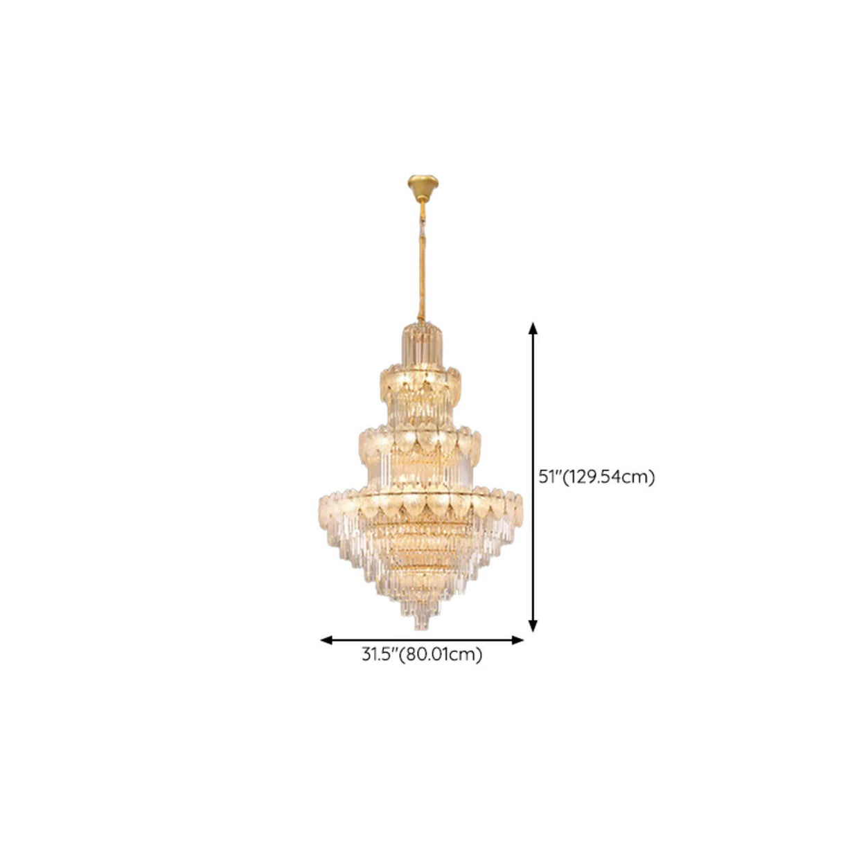 Luxur Tiered Leaf Crystal Chandelier Adjustable Height 