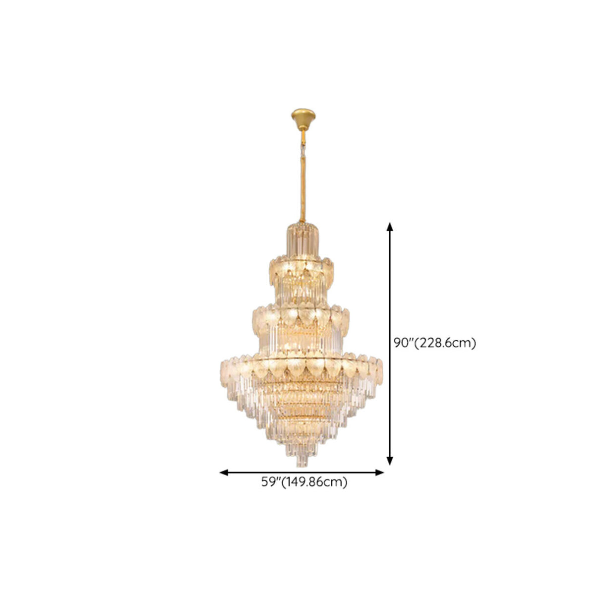 Luxur Tiered Leaf Crystal Chandelier Adjustable Height Image - 25