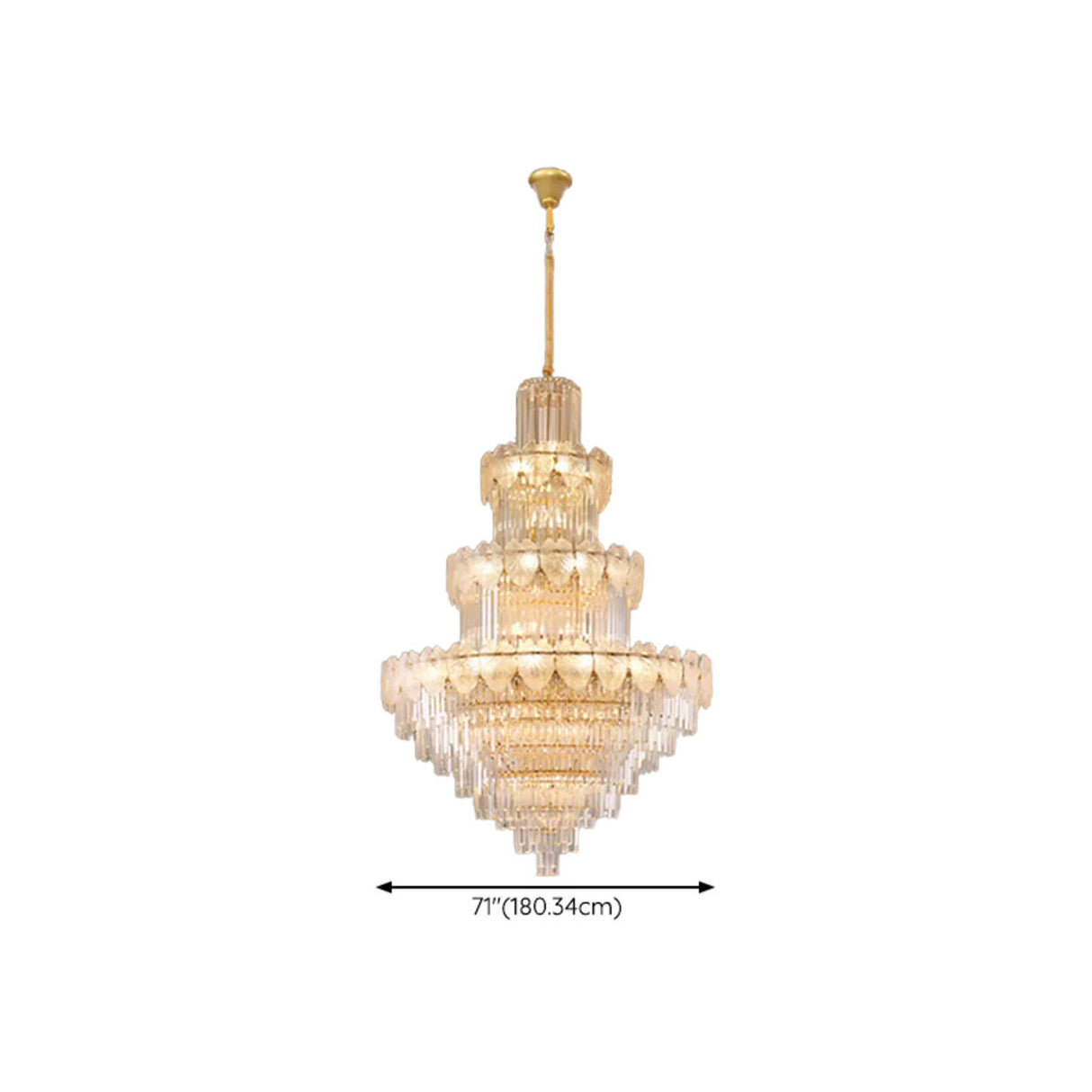 Luxur Tiered Leaf Crystal Chandelier Adjustable Height Image - 26