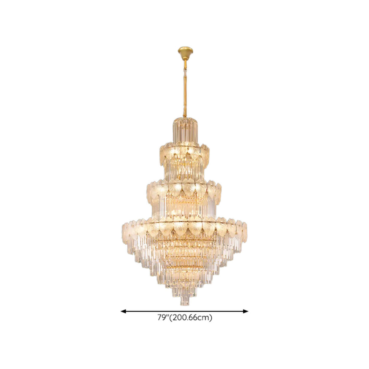 Luxur Tiered Leaf Crystal Chandelier Adjustable Height Image - 27