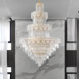 Luxur Tiered Leaf Crystal Chandelier Adjustable Height Image - 4