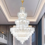 Luxur Tiered Leaf Crystal Chandelier Adjustable Height Image - 6