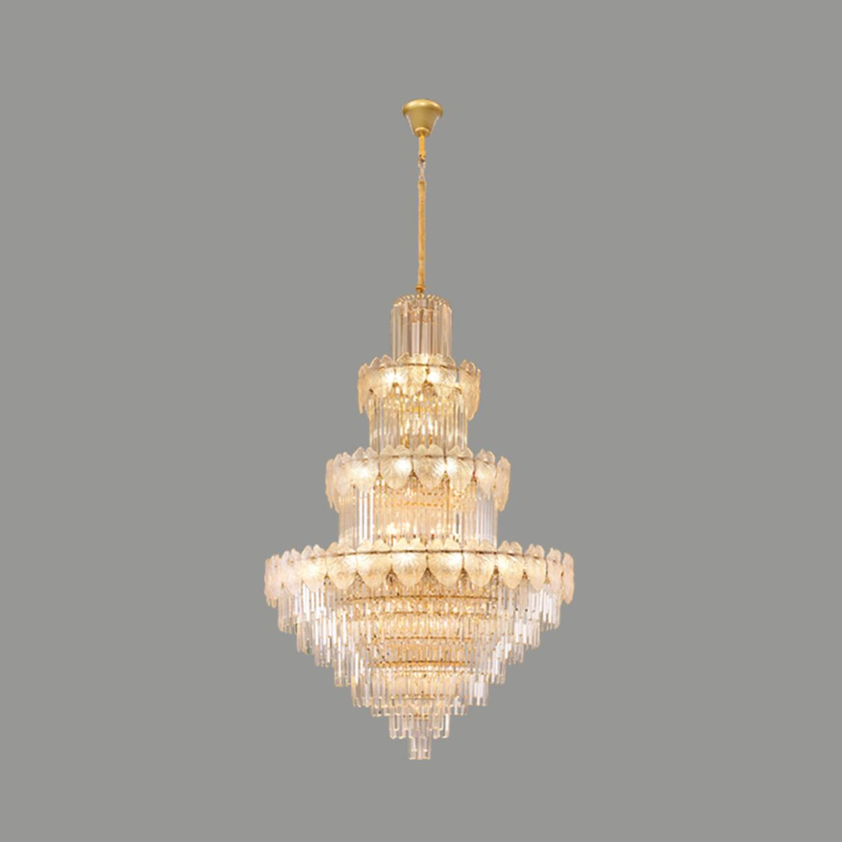 Luxur Tiered Leaf Crystal Chandelier Adjustable Height Image - 7