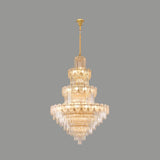 Luxur Tiered Leaf Crystal Chandelier Adjustable Height Image - 7