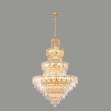 Luxur Tiered Leaf Crystal Chandelier Adjustable Height Image - 9