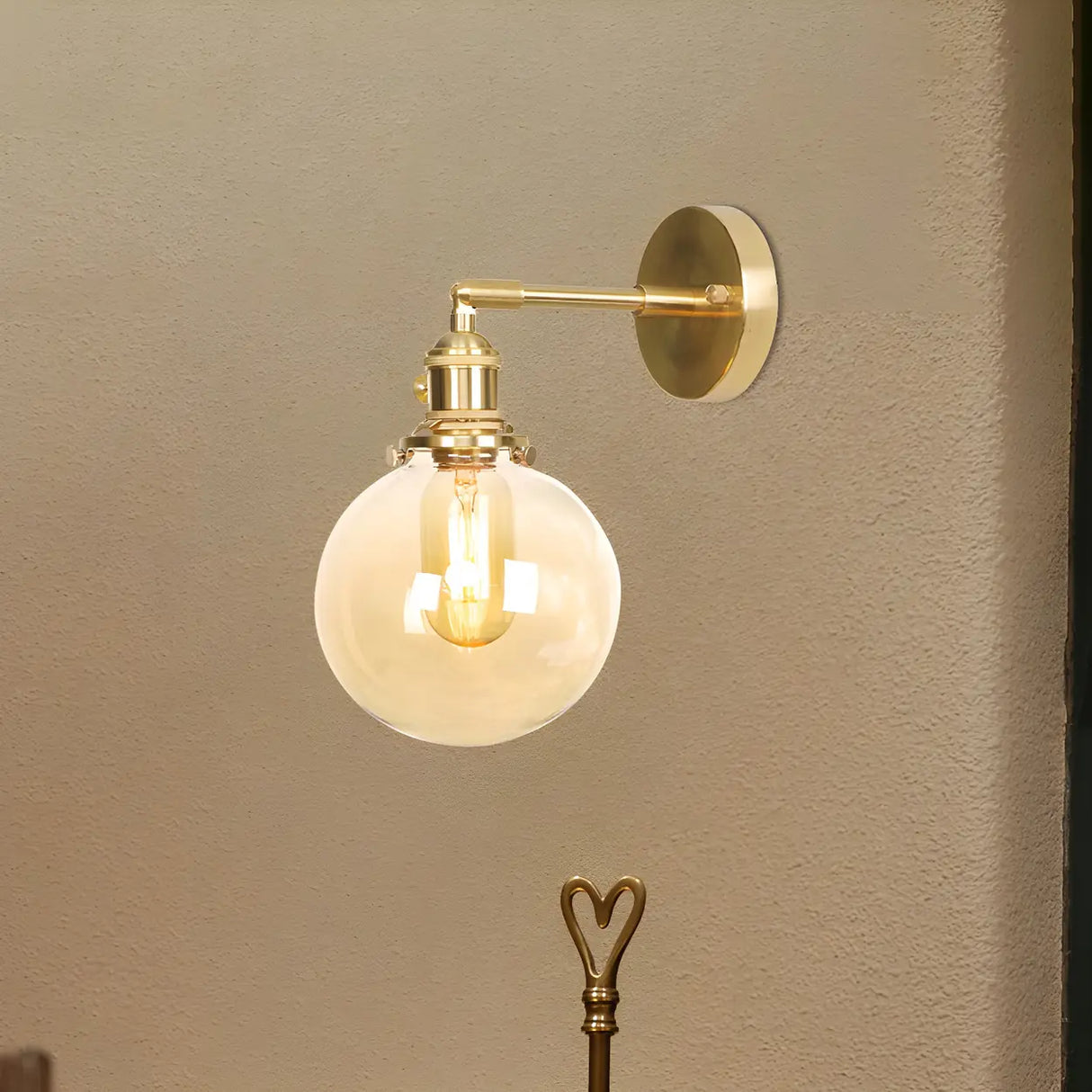 Luxurious Brass Globe Glass LED External Wall Sconce Image - 2