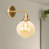 Luxurious Brass Globe Glass LED External Wall Sconce Image - 3