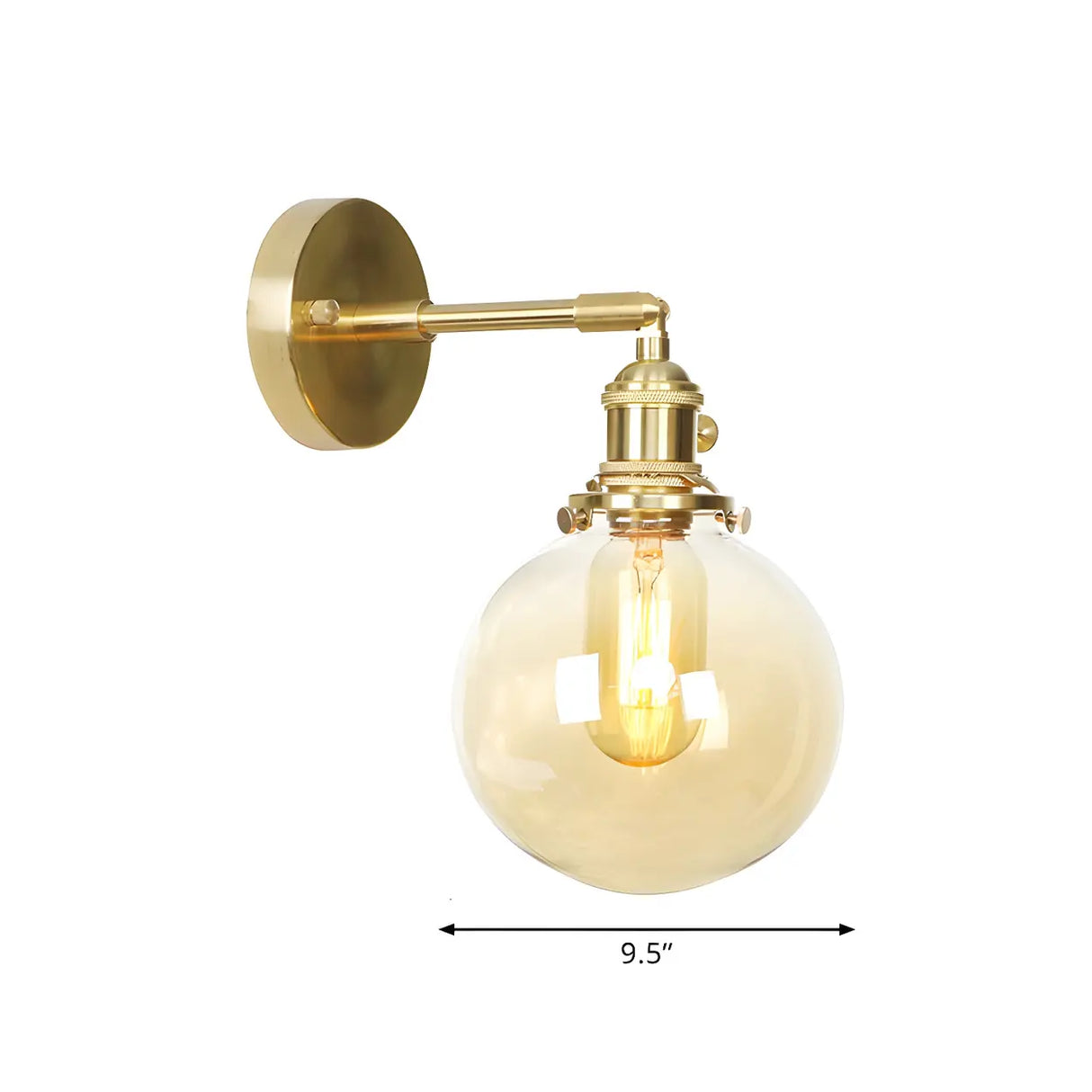 Luxurious Brass Globe Glass LED External Wall Sconce 