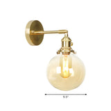 Luxurious Brass Globe Glass LED External Wall Sconce #size