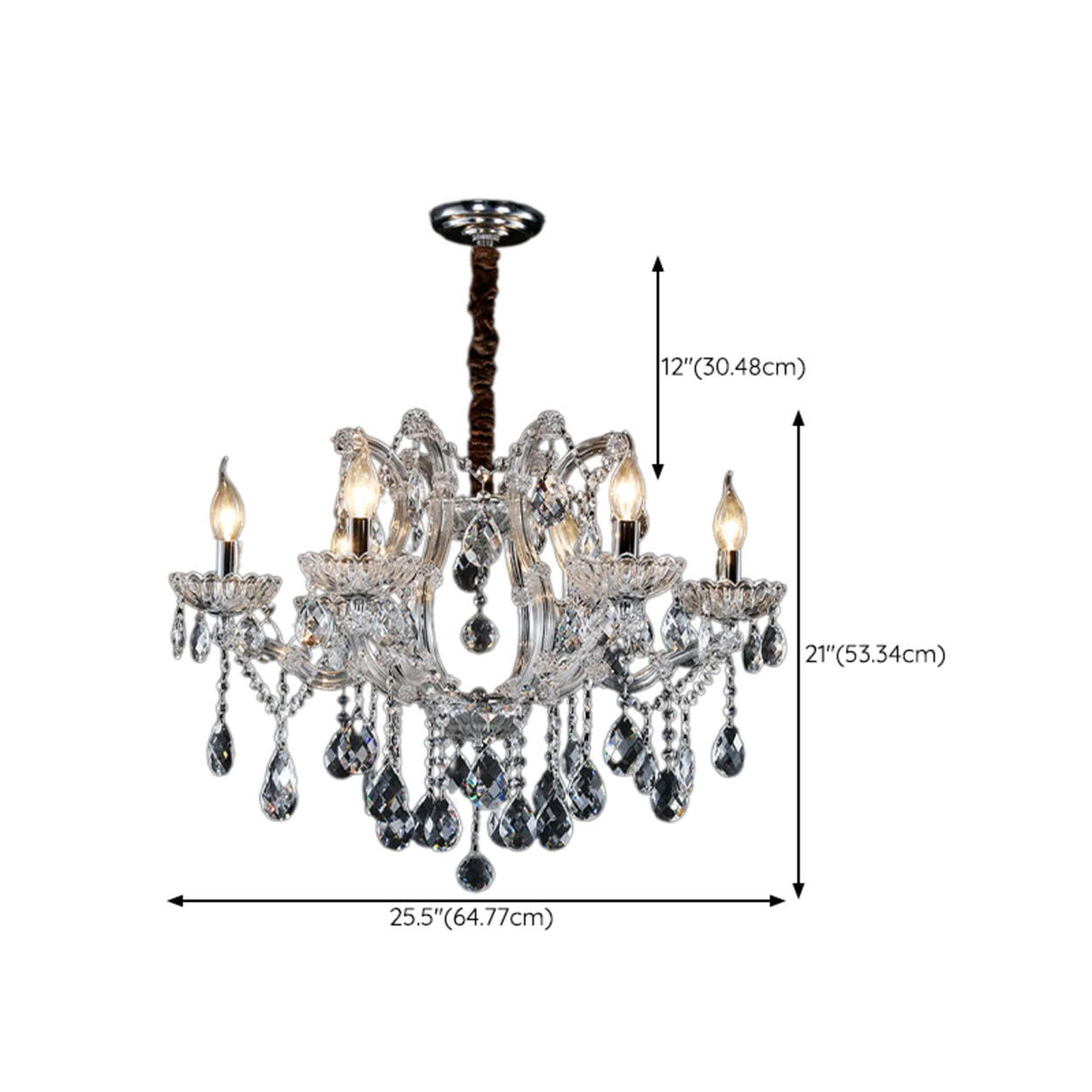 Luxurious Candelabra Adjustable Height Crystal Chandelier 