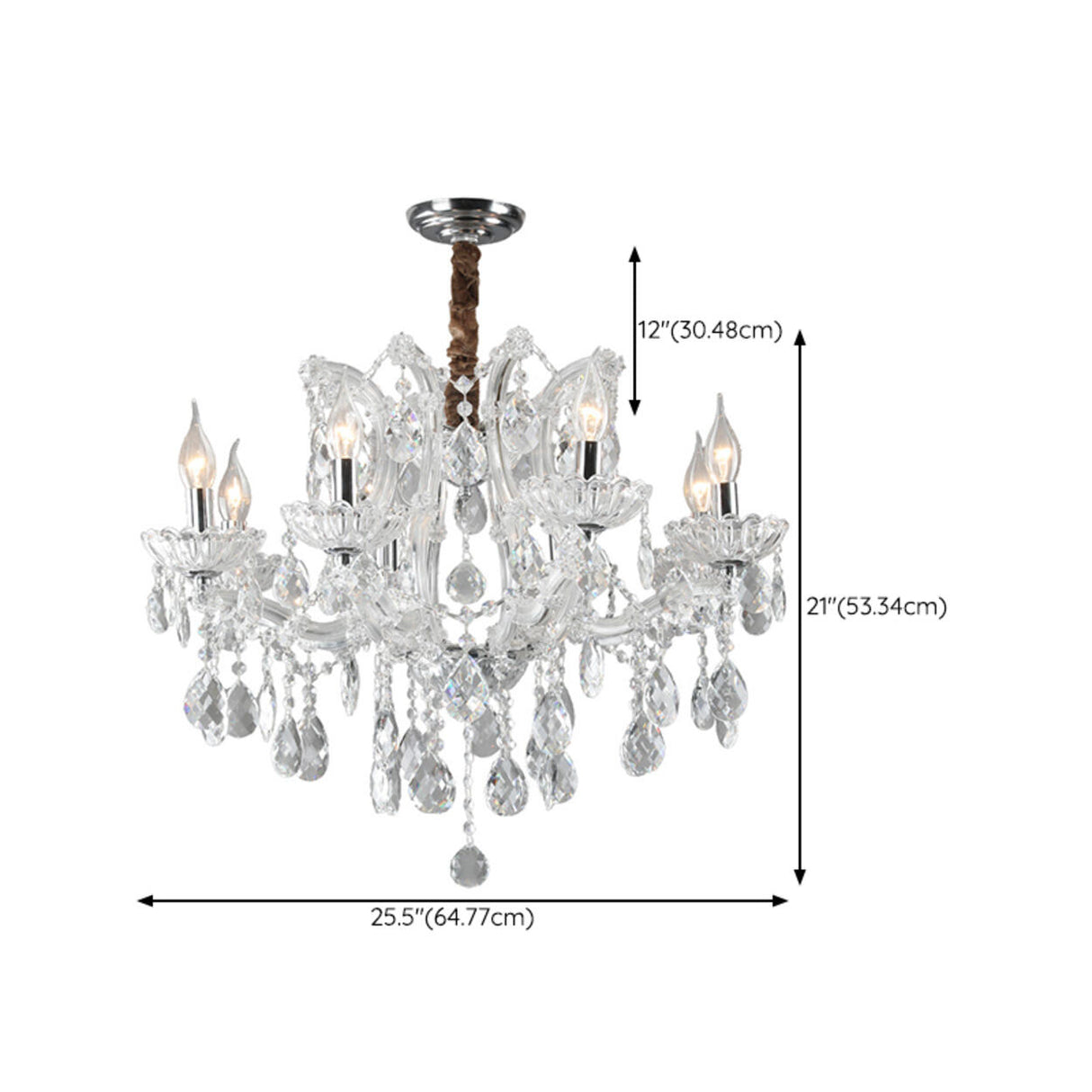 Luxurious Candelabra Adjustable Height Crystal Chandelier Image - 16