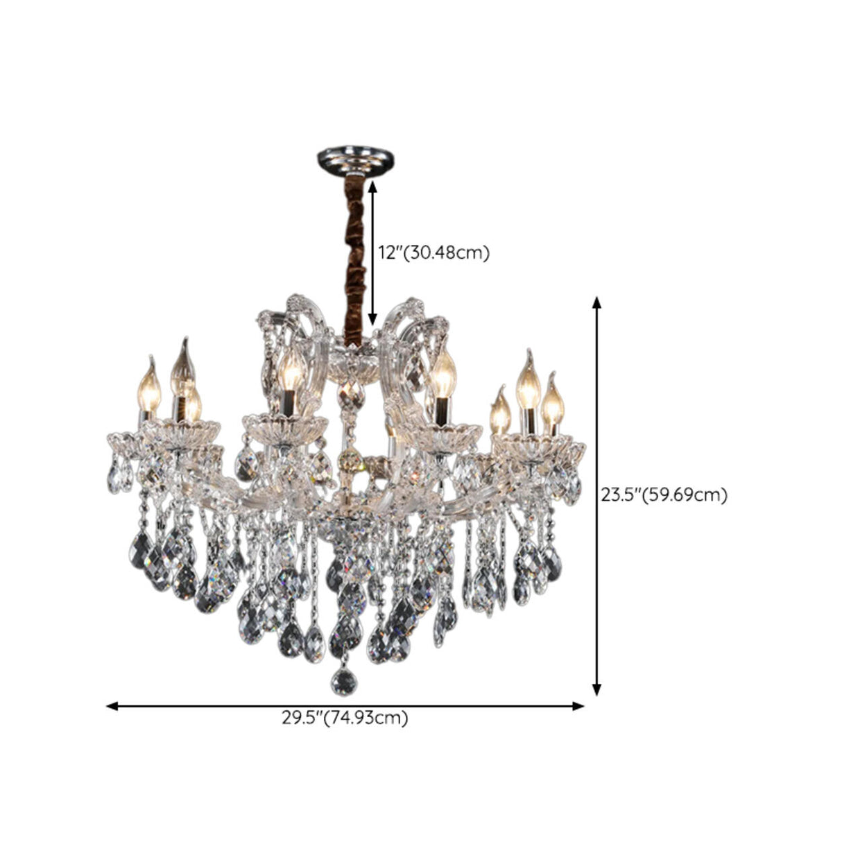 Luxurious Candelabra Adjustable Height Crystal Chandelier Image - 17