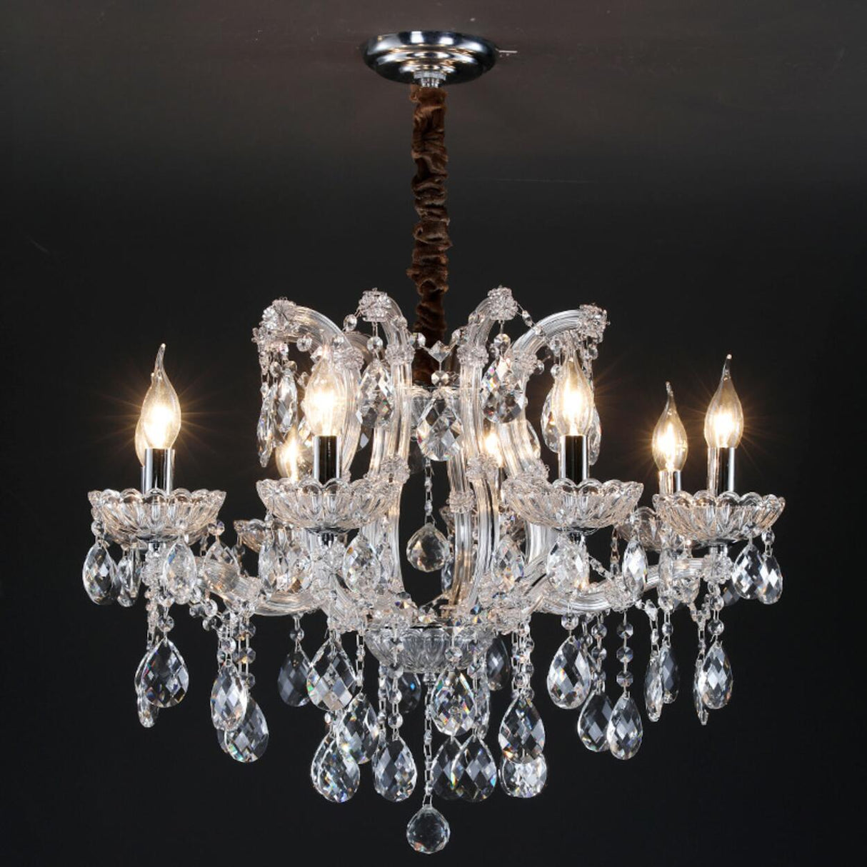 Luxurious Candelabra Adjustable Height Crystal Chandelier Image - 8