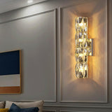 Luxurious Crystal Glass Cylinder Chrome Wall Sconce Image - 1