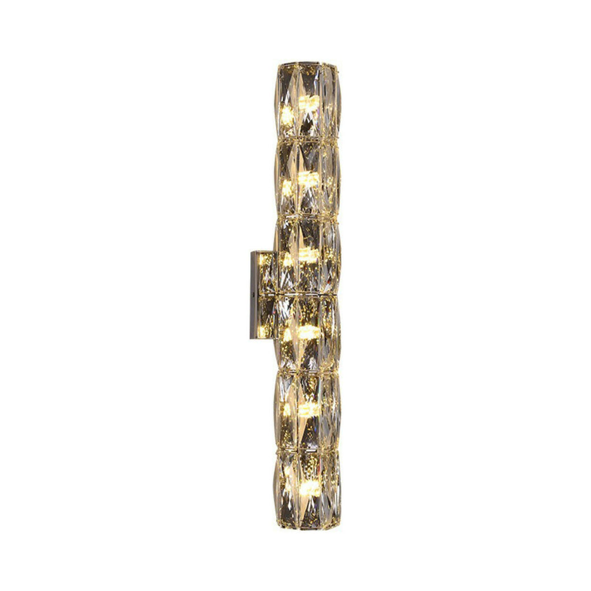 Luxurious Crystal Glass Cylinder Chrome Wall Sconce Image - 10