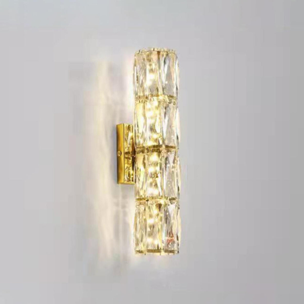 Luxurious Crystal Glass Cylinder Chrome Wall Sconce Image - 13