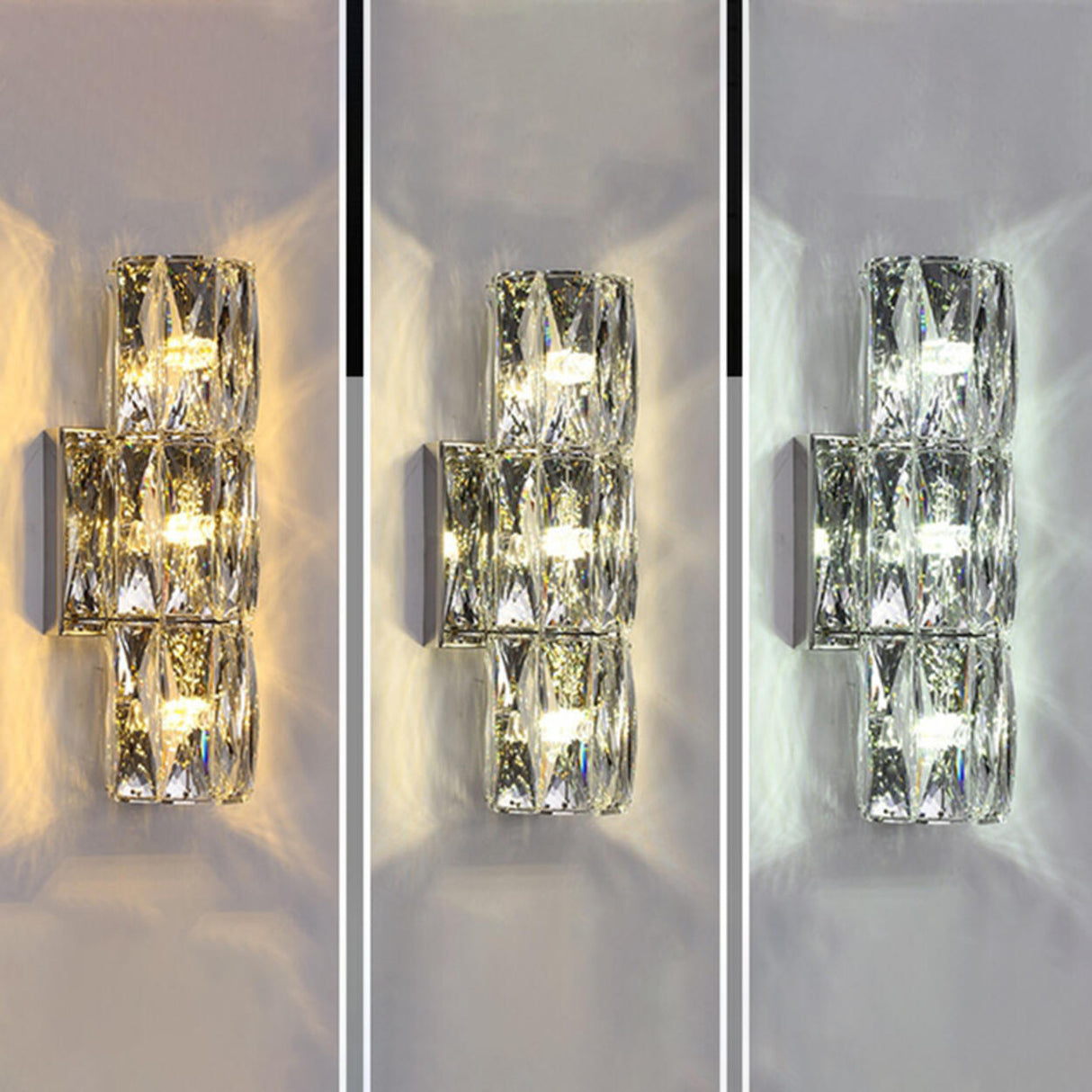 Luxurious Crystal Glass Cylinder Chrome Wall Sconce Image - 17