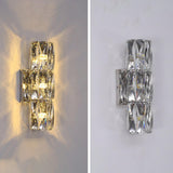 Luxurious Crystal Glass Cylinder Chrome Wall Sconce Image - 18