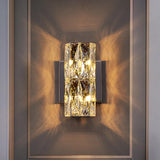 Luxurious Crystal Glass Cylinder Chrome Wall Sconce Image - 2