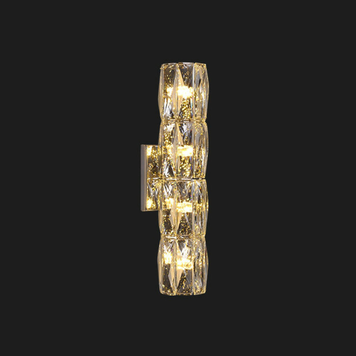 Luxurious Crystal Glass Cylinder Chrome Wall Sconce Image - 20