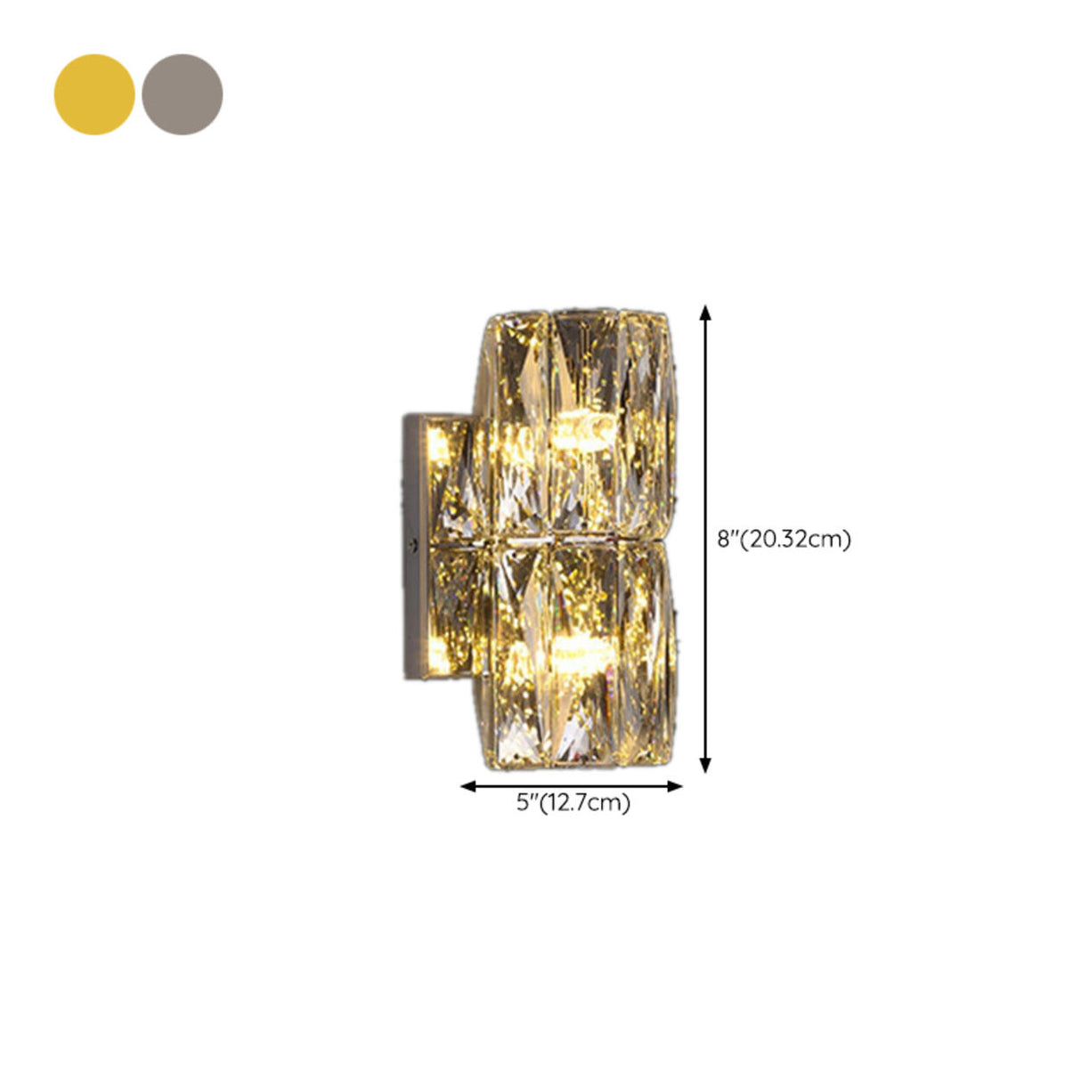 Luxurious Crystal Glass Cylinder Chrome Wall Sconce 