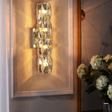 Luxurious Crystal Glass Cylinder Chrome Wall Sconce Image - 4