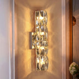 Luxurious Crystal Glass Cylinder Chrome Wall Sconce Image - 5