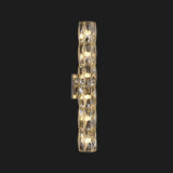 Luxurious Crystal Glass Cylinder Chrome Wall Sconce Image - 7