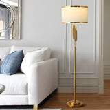 Luxurious Drum Shade Gold Metal LED Floor Lamp Image - 1