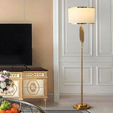 Luxurious Drum Shade Gold Metal LED Floor Lamp Image - 11