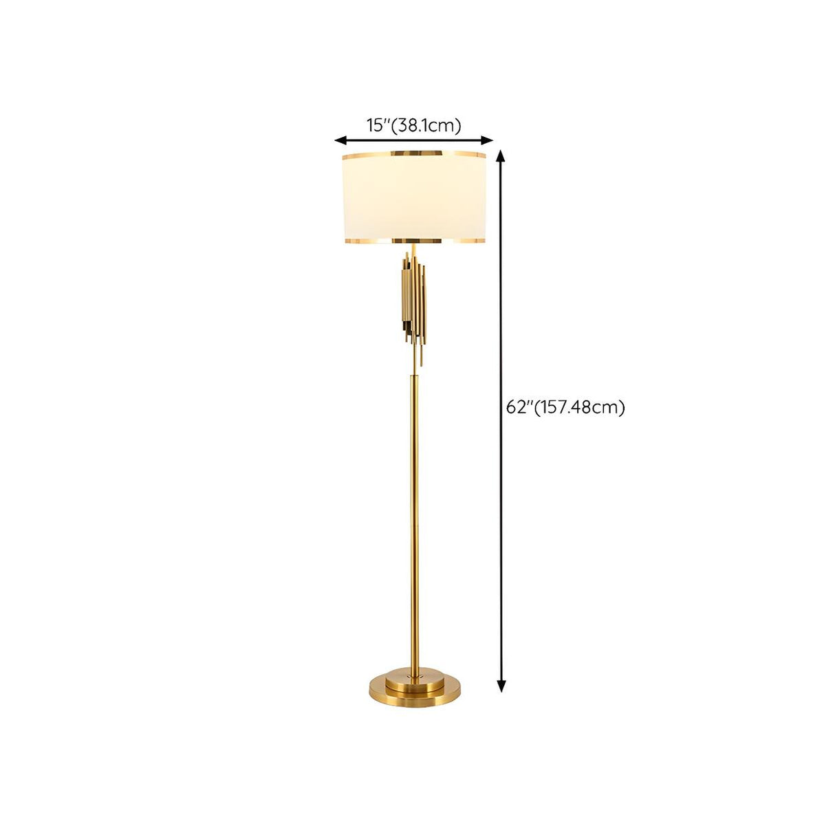 Luxurious Drum Shade Gold Metal LED Floor Lamp 