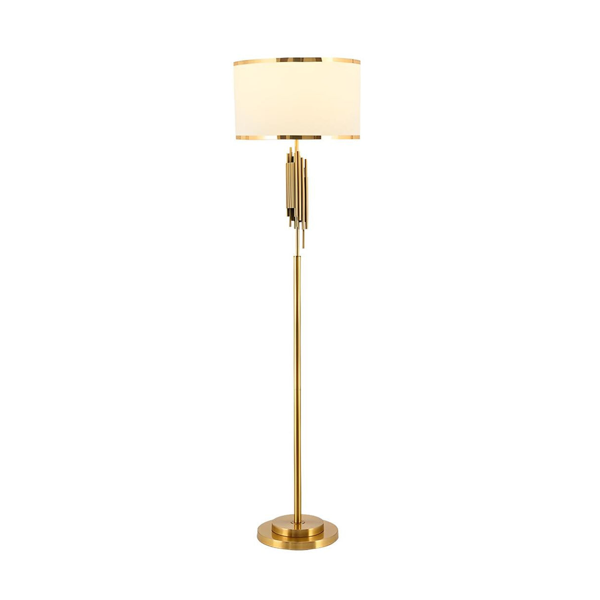 Luxurious Drum Shade Gold Metal LED Floor Lamp Image - 5